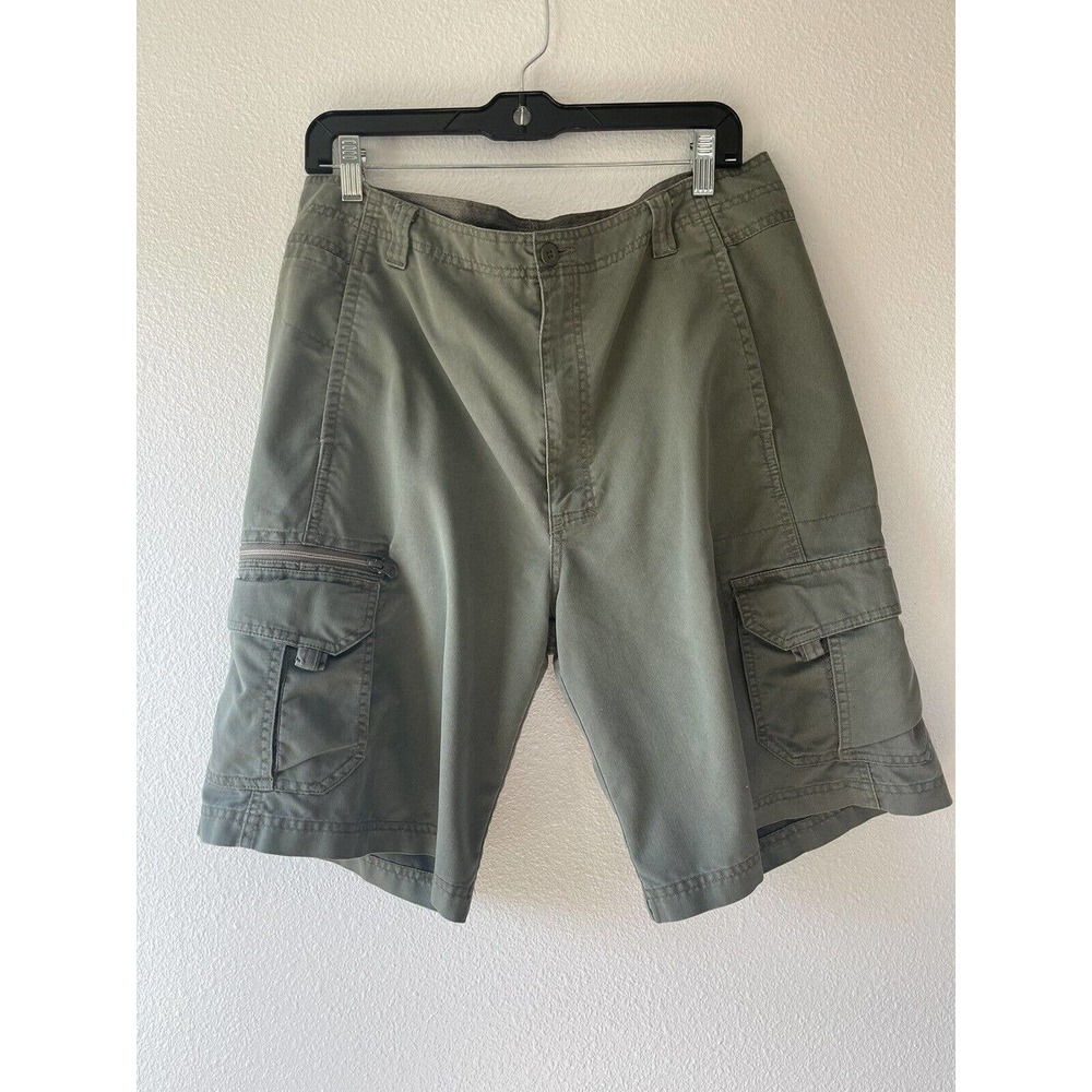 REI Cargo Shorts Size 34 Forest Green Front Cargo Camping Outdoor Hiking Men